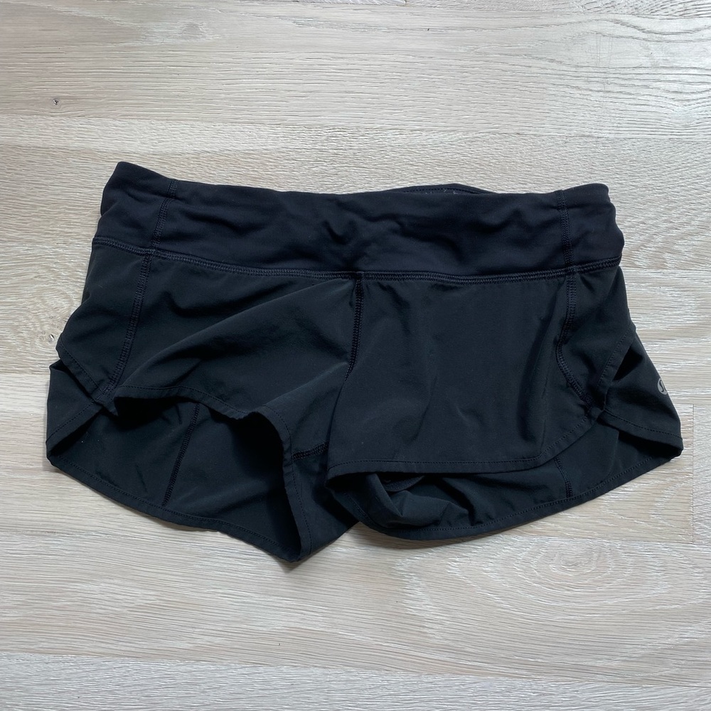 Black Lululemon shorts, size 6, 2.5”